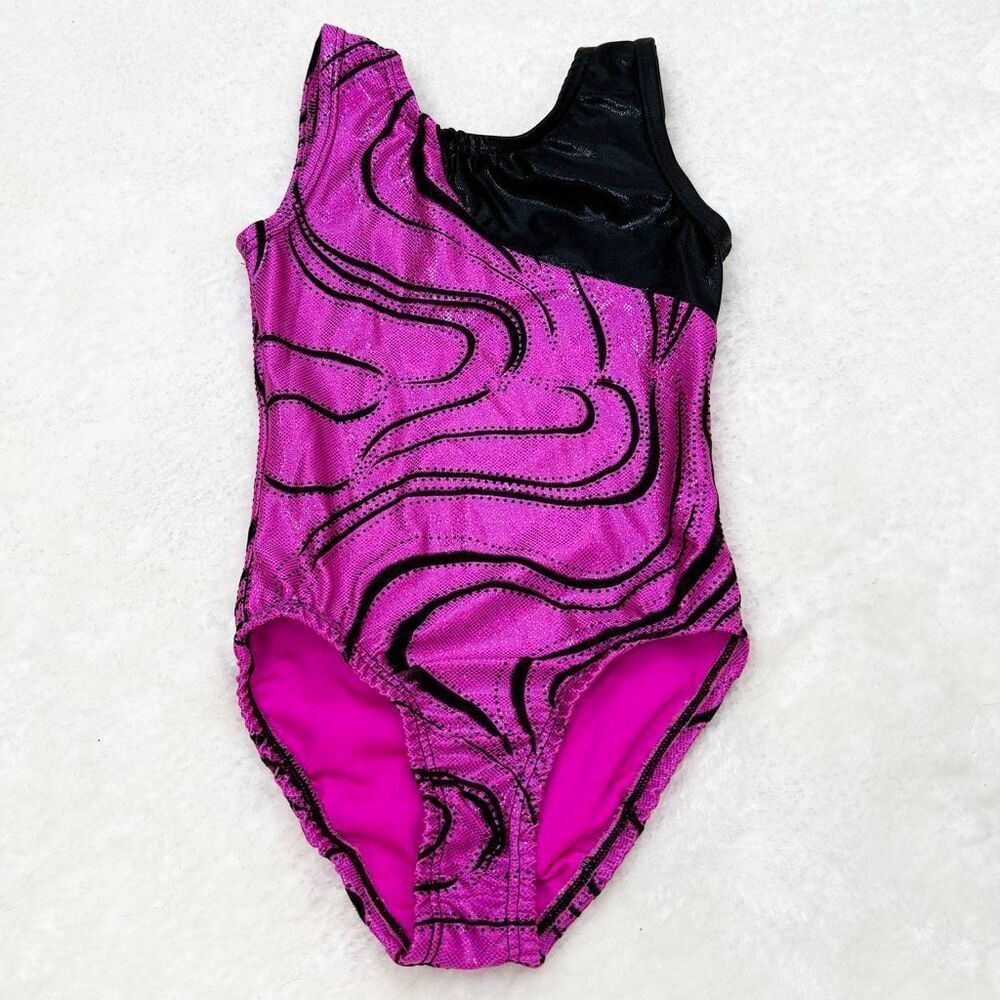 Garland Activewear Fuschia Black Little Kids Leotard - CM